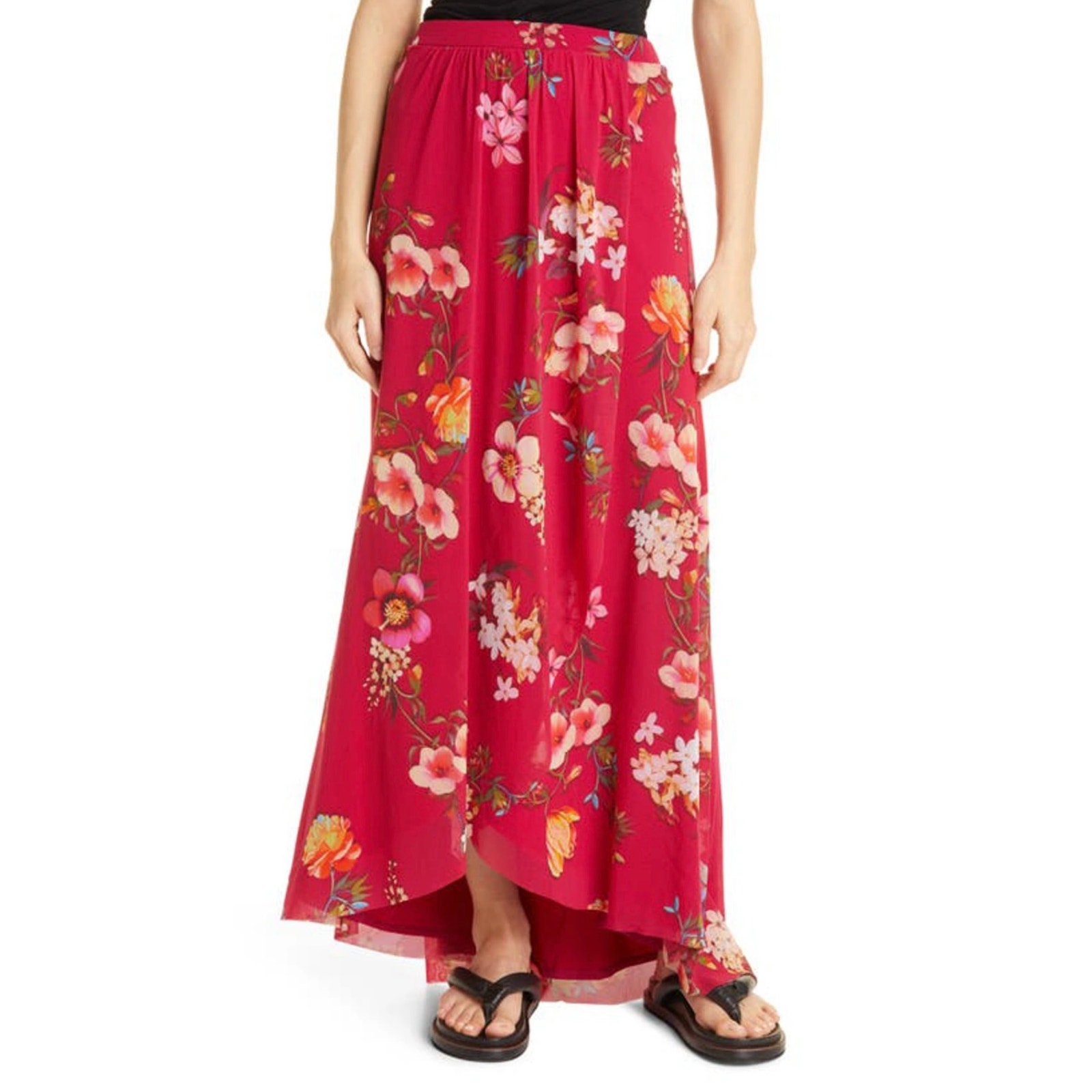 Fuzzi Gonna Lunga Floral Maxi Skirt In Porpora Size Xxs Nwt